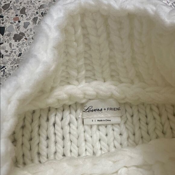 Lovers + Friends ivory cream cable knit chunky cozy sweater small s turtleneck - Picture 5 of 6